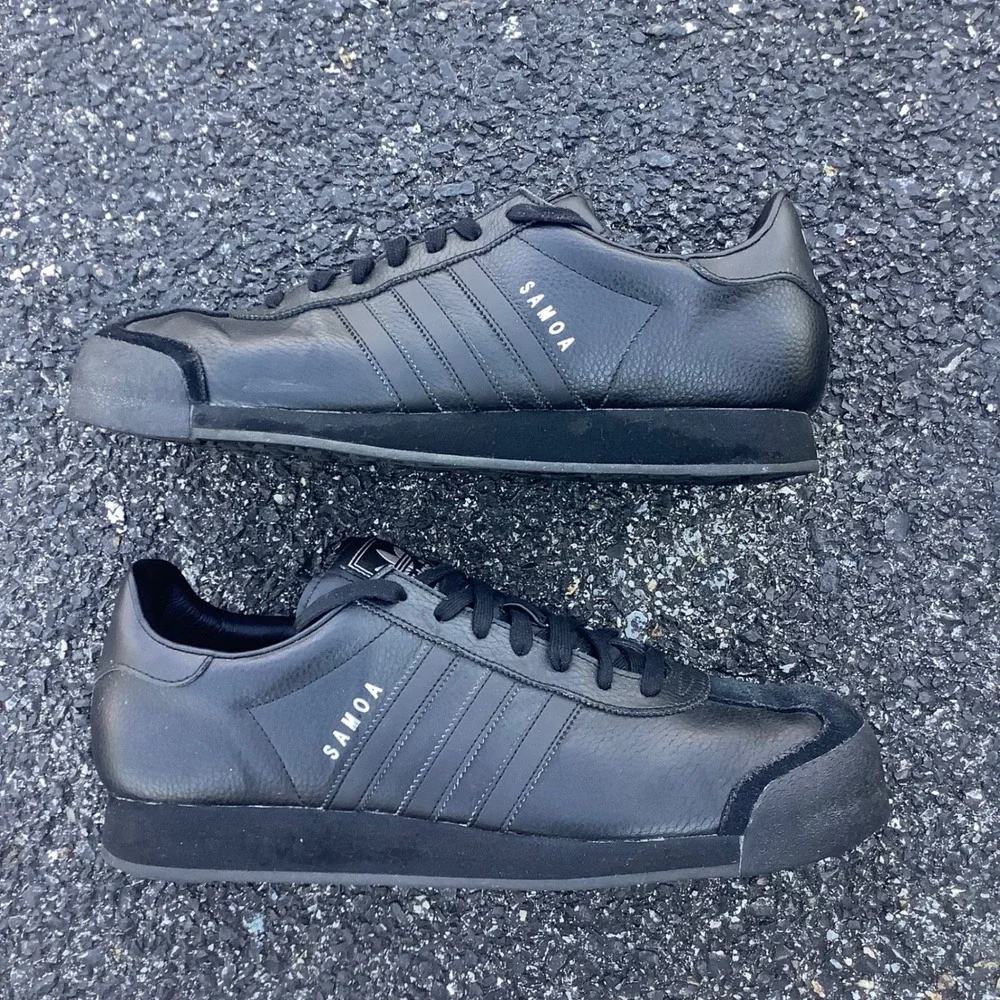 Adidas Samoa Mens Shoes Triple Black Leather Sneakers G22596 Size 13